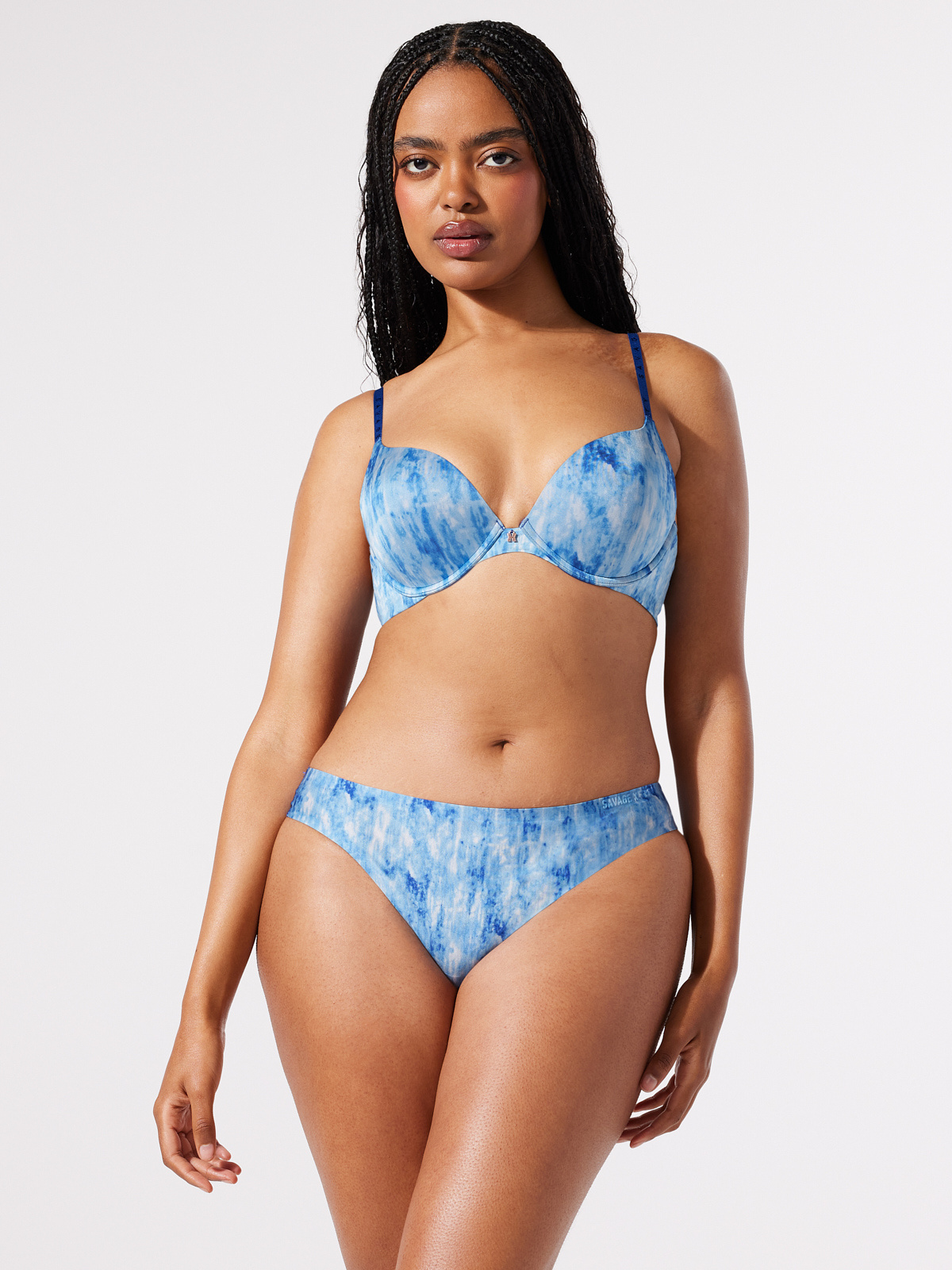 NEW Microfiber Push-Up Bra in Blue & Multi | SAVAGE X FENTY