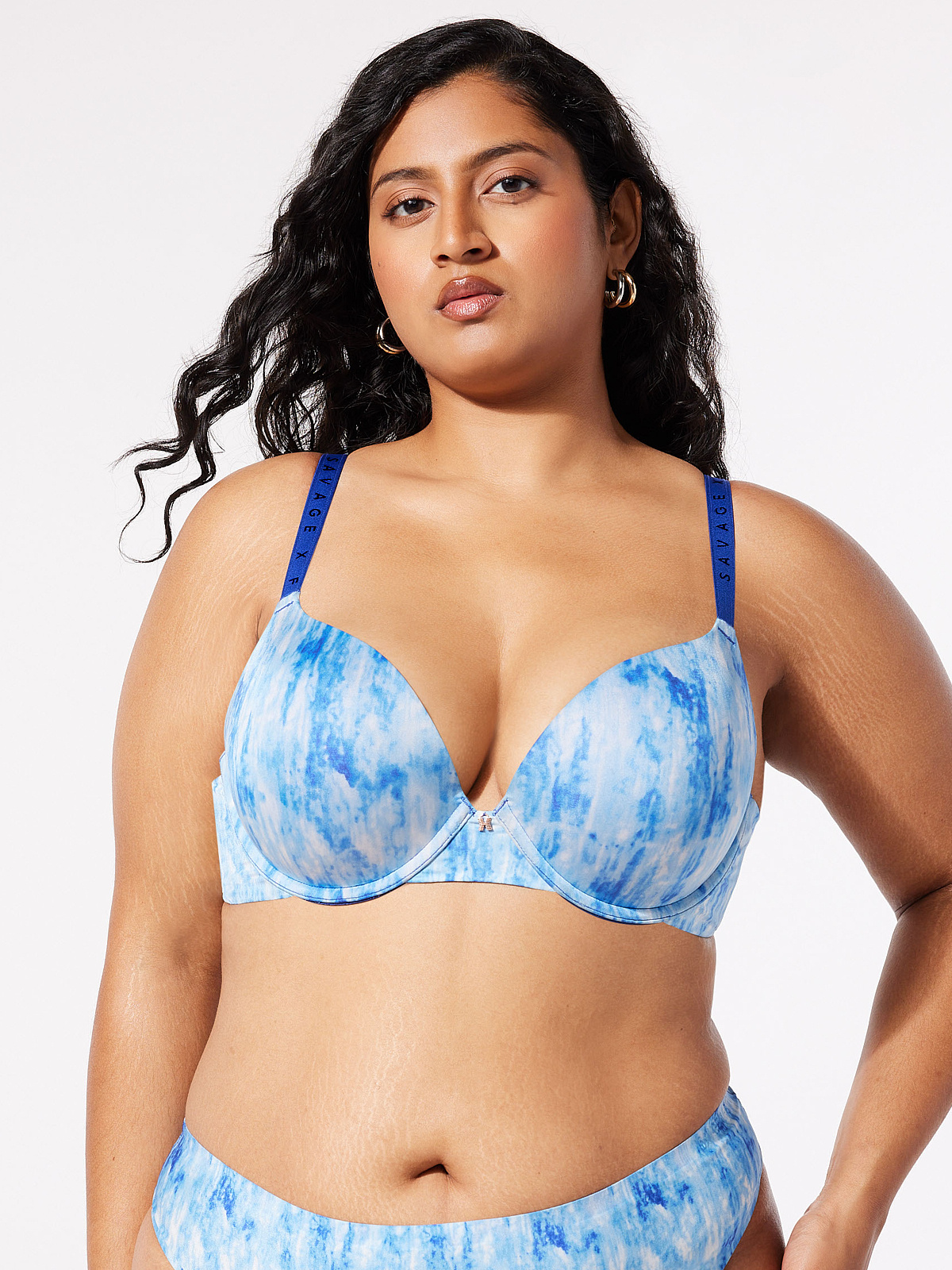 NEW Microfiber Push-Up Bra in Blue & Multi | SAVAGE X FENTY