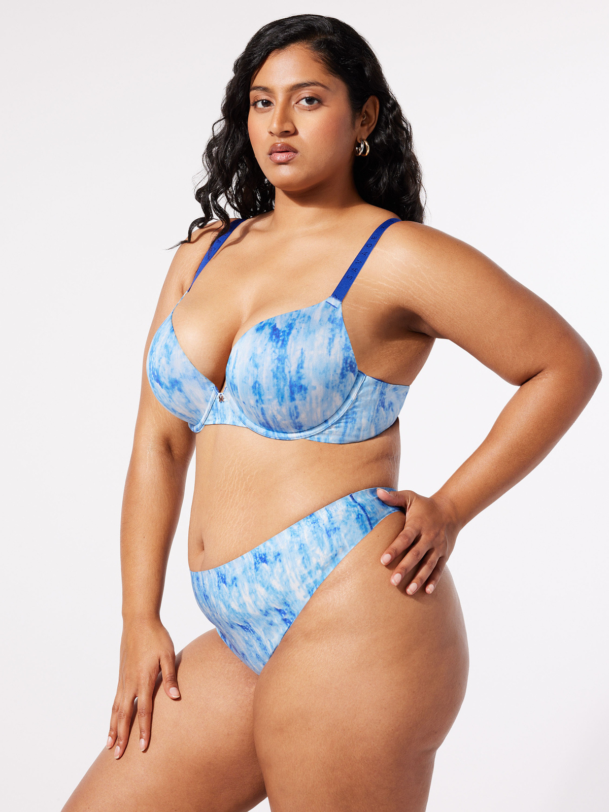 NEW Microfiber Push-Up Bra in Blue & Multi | SAVAGE X FENTY