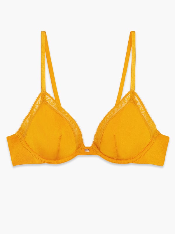 NEW Microfiber Logo-Trim Unlined Plunge Bra in Gold & Yellow | SAVAGE X ...