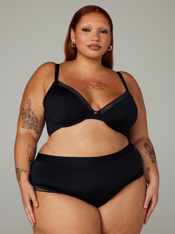 NEW Microfiber Logo-Trim Unlined Plunge Bra