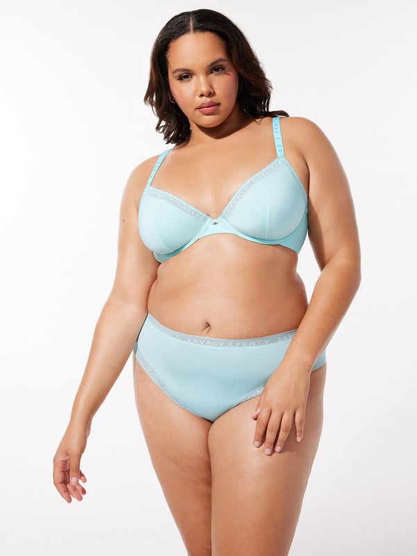 NEW Microfiber Logo-Trim Unlined Plunge Bra