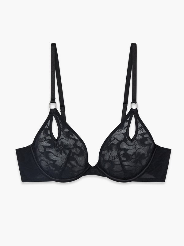 Link Up Lace Unlined Plunge Bra in Black | SAVAGE X FENTY