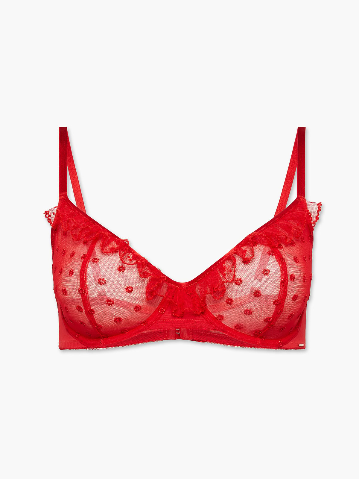 Ruffle Luv Embroidered Unlined Demi Bra
