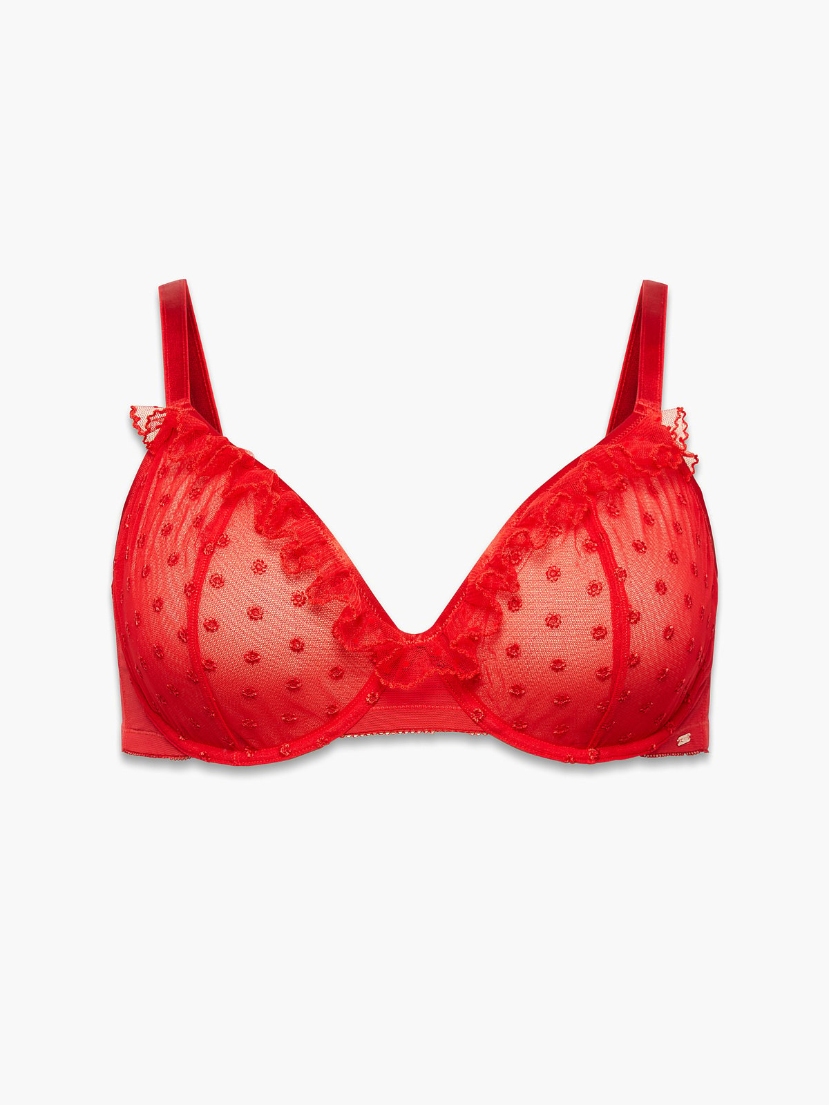 Ruffle Luv Embroidered Unlined Demi Bra