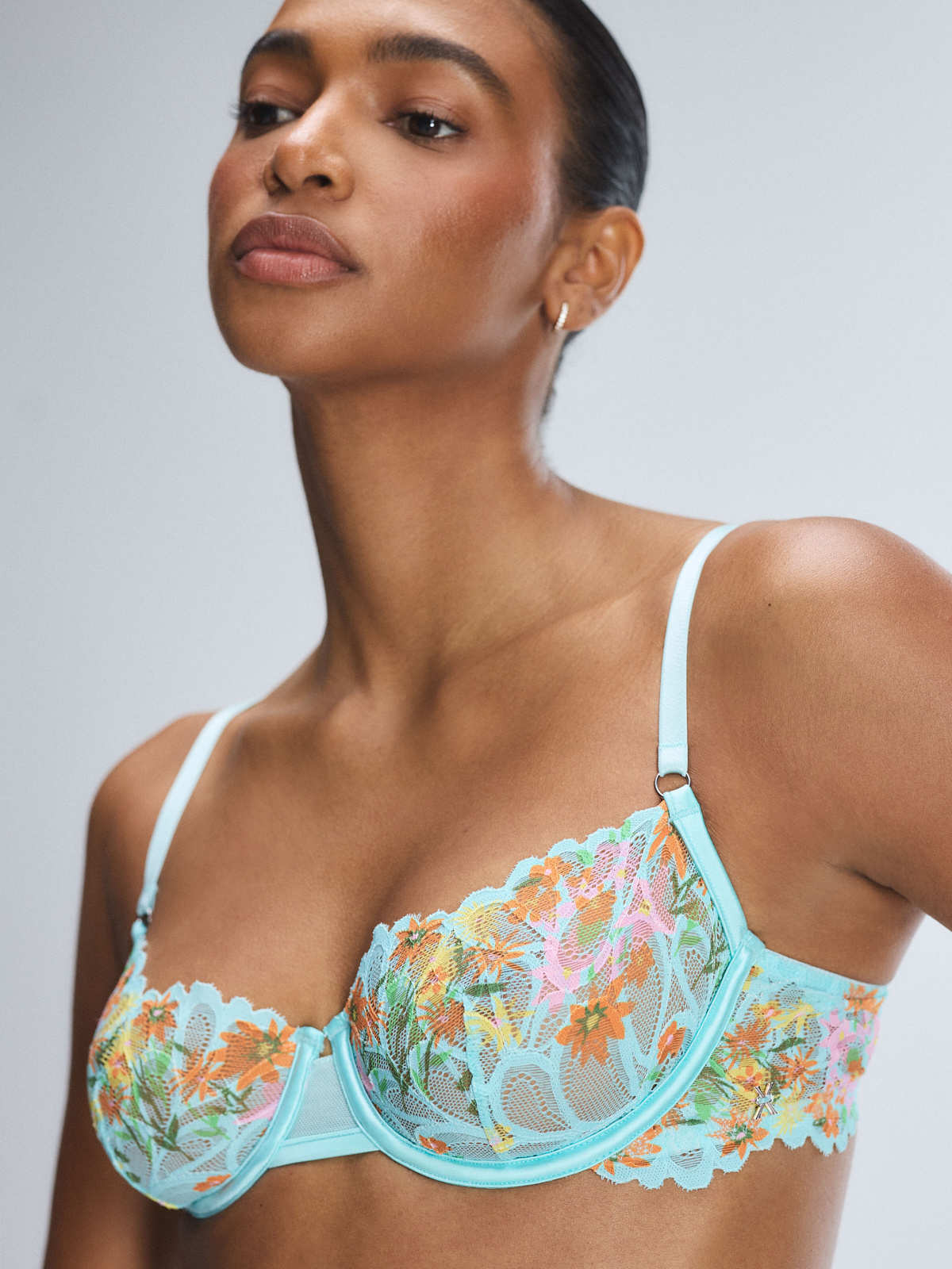 Savage Not Sorry Unlined Lace Balconette Bra in Blue | SAVAGE X FENTY