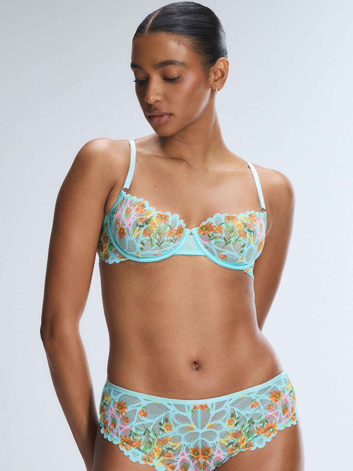 Savage Not Sorry Unlined Lace Balconette Bra in Blue | SAVAGE X FENTY