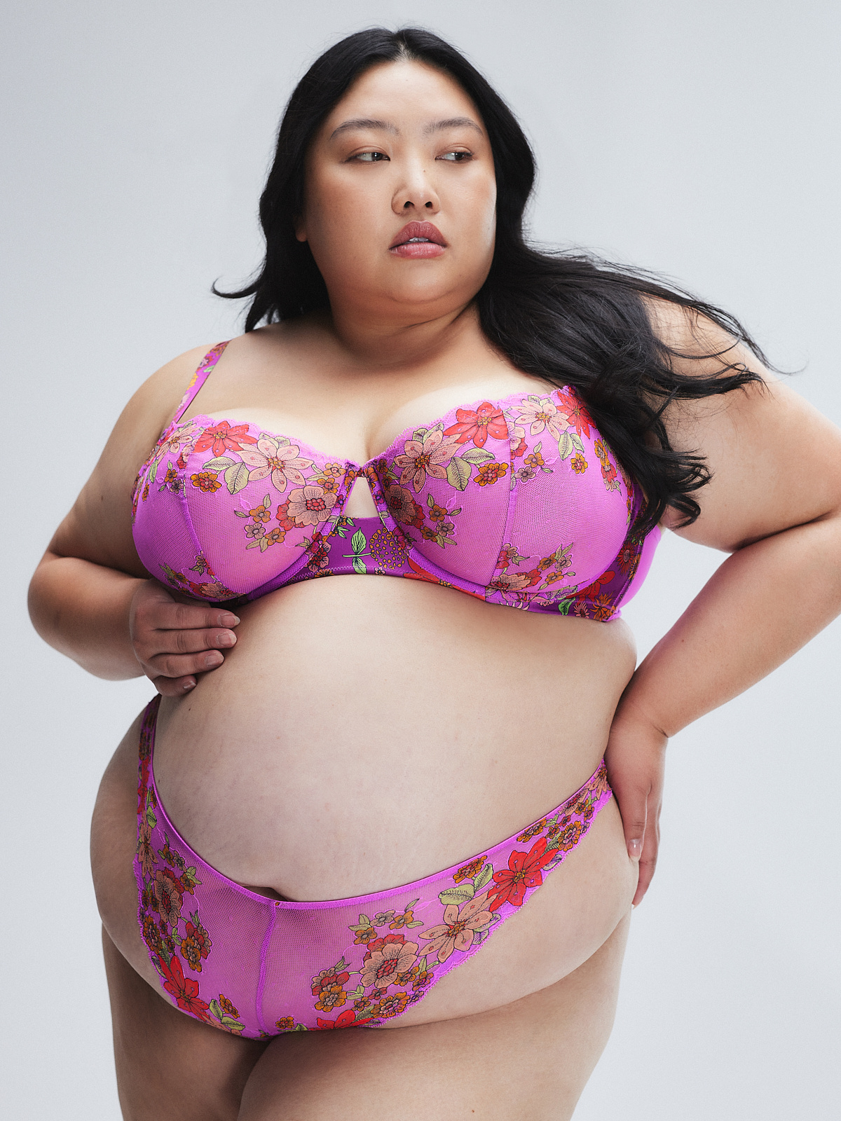 Mod Poppy Unlined Lace Balconette Bra in Multi & Pink & Purple | SAVAGE X FENTY