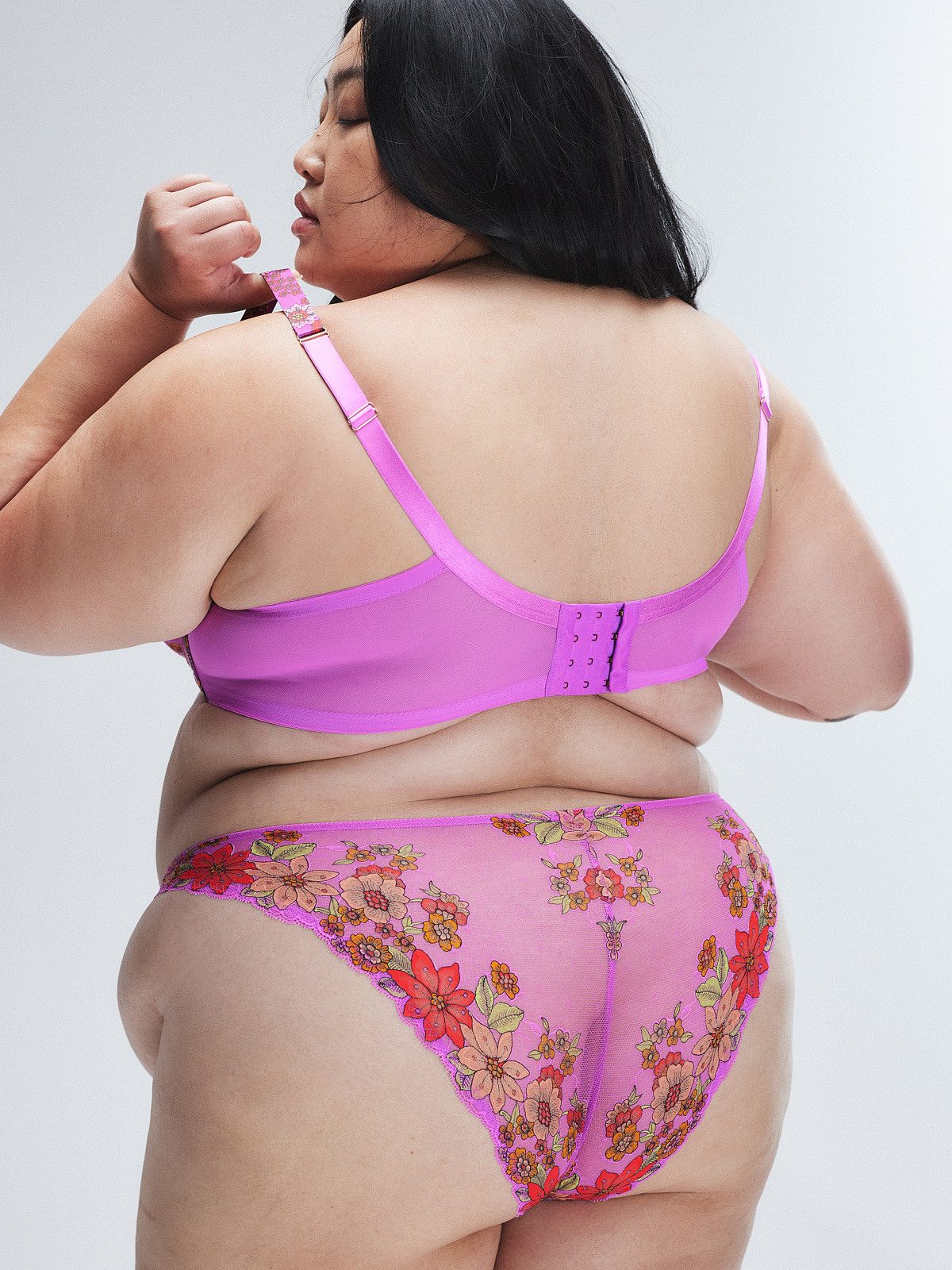 Mod Poppy Unlined Lace Balconette Bra in Multi & Pink & Purple | SAVAGE X FENTY
