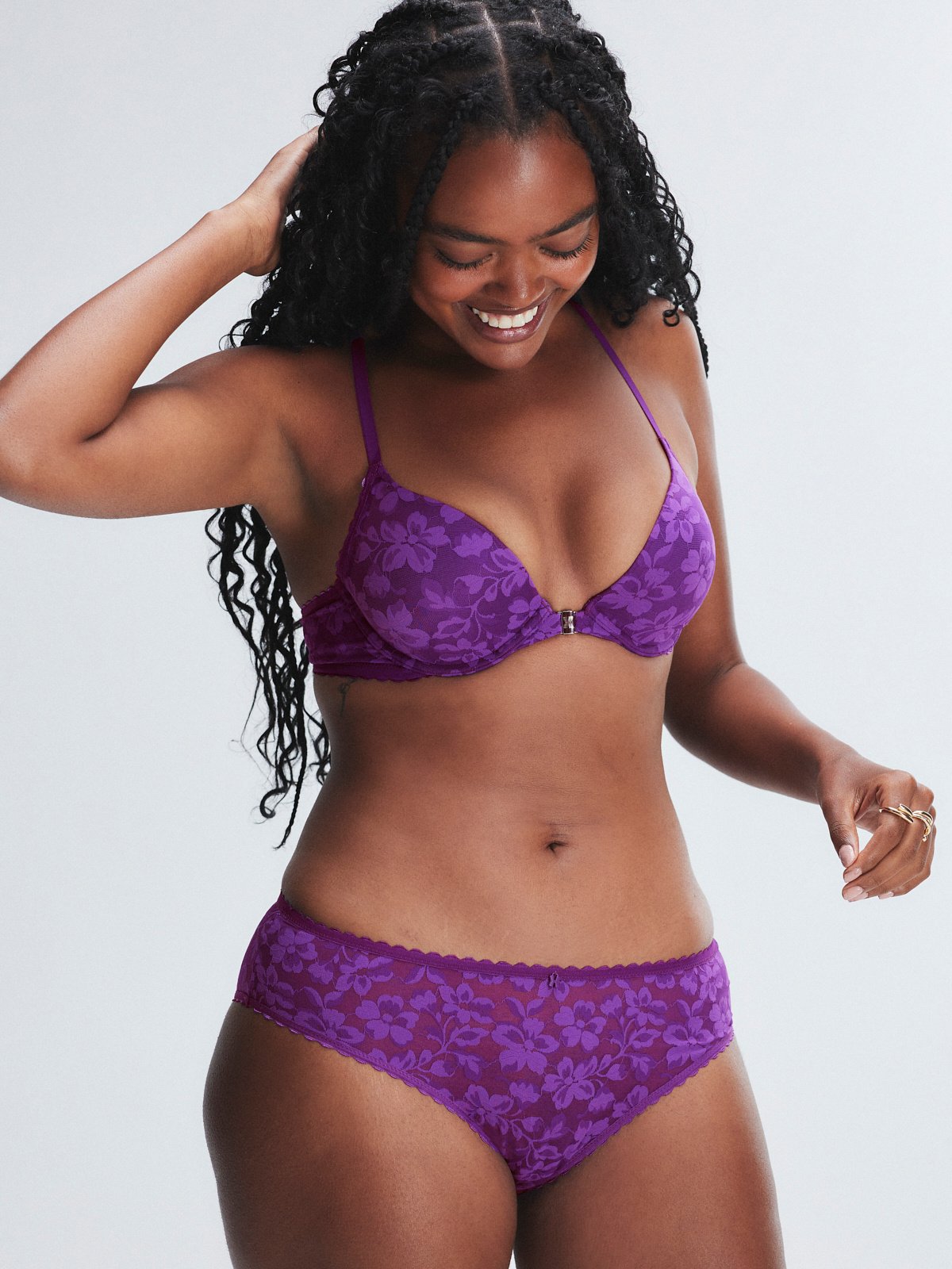 Lavish Lace Front-Closure Push-Up Bra in Purple | SAVAGE X FENTY
