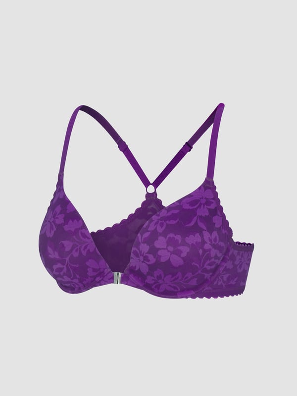 Lavish Lace Front-Closure Push-Up Bra