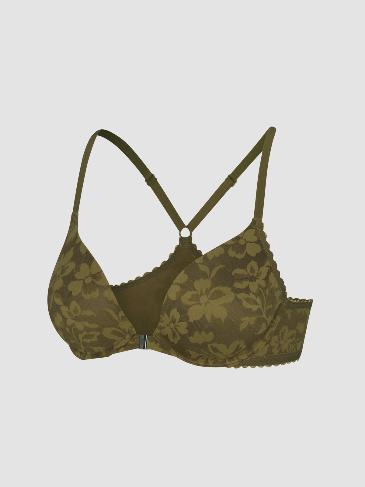 Lavish Lace Front-Closure Push-Up Bra in Green | SAVAGE X FENTY