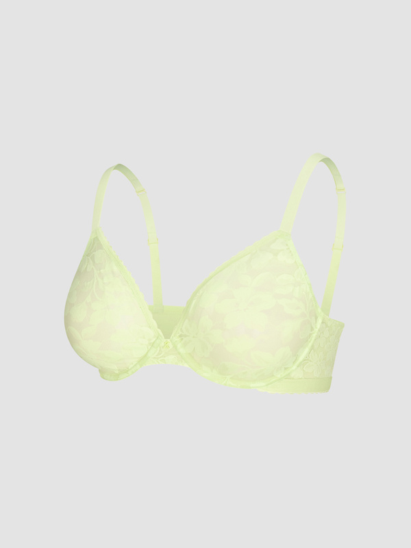 Lavish Lace Unlined Plunge Bra in Green & Yellow | SAVAGE X FENTY