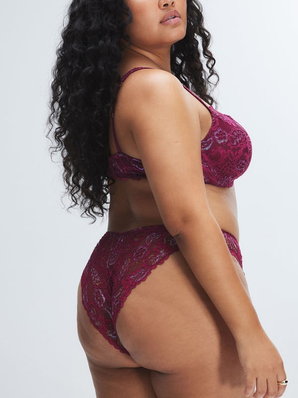 Romantic Corded Lace Metallic Padded Demi Bra