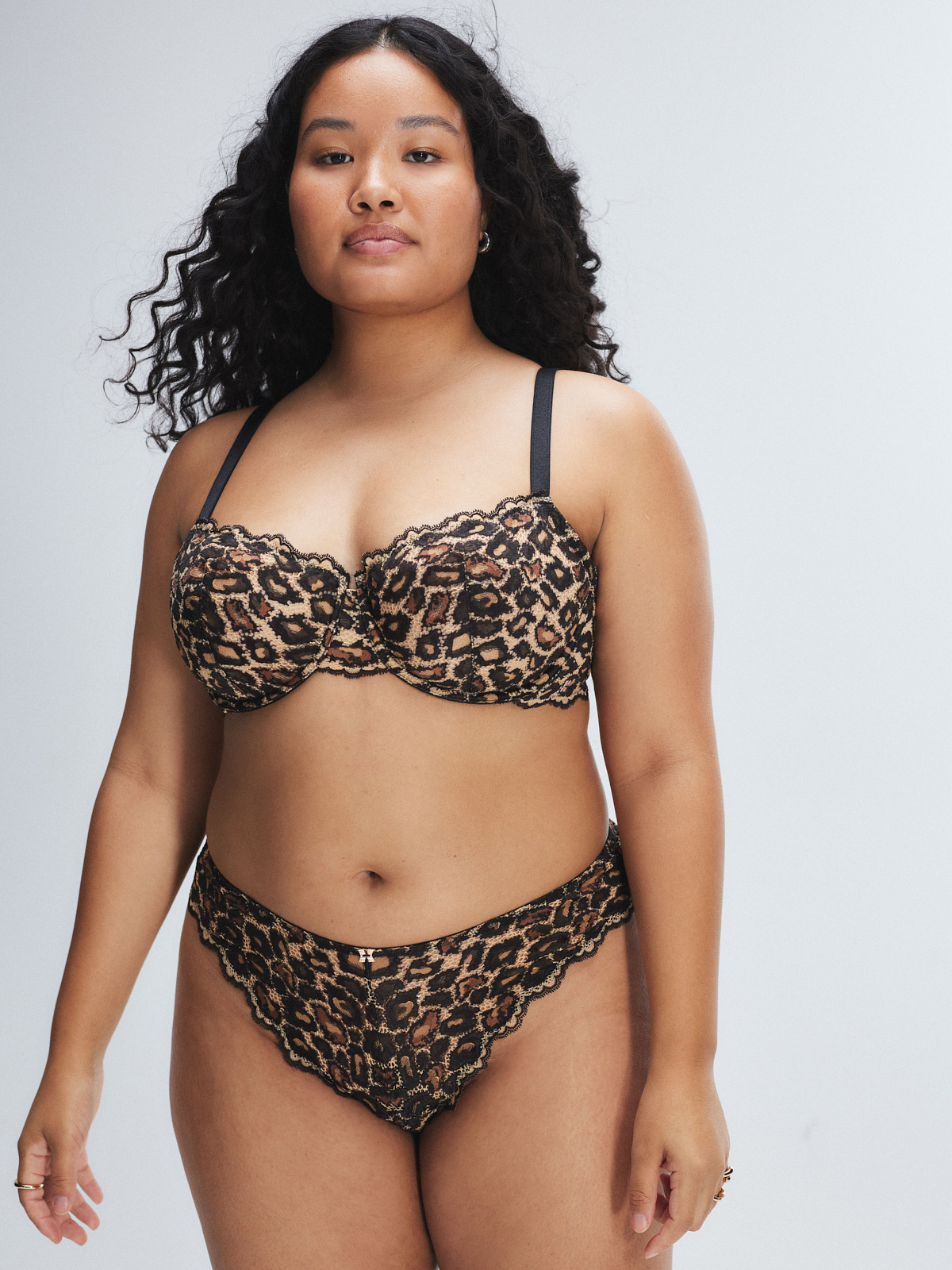 On The Prowl Unlined Lace Balconette Bra in Brown & Multi | SAVAGE X FENTY