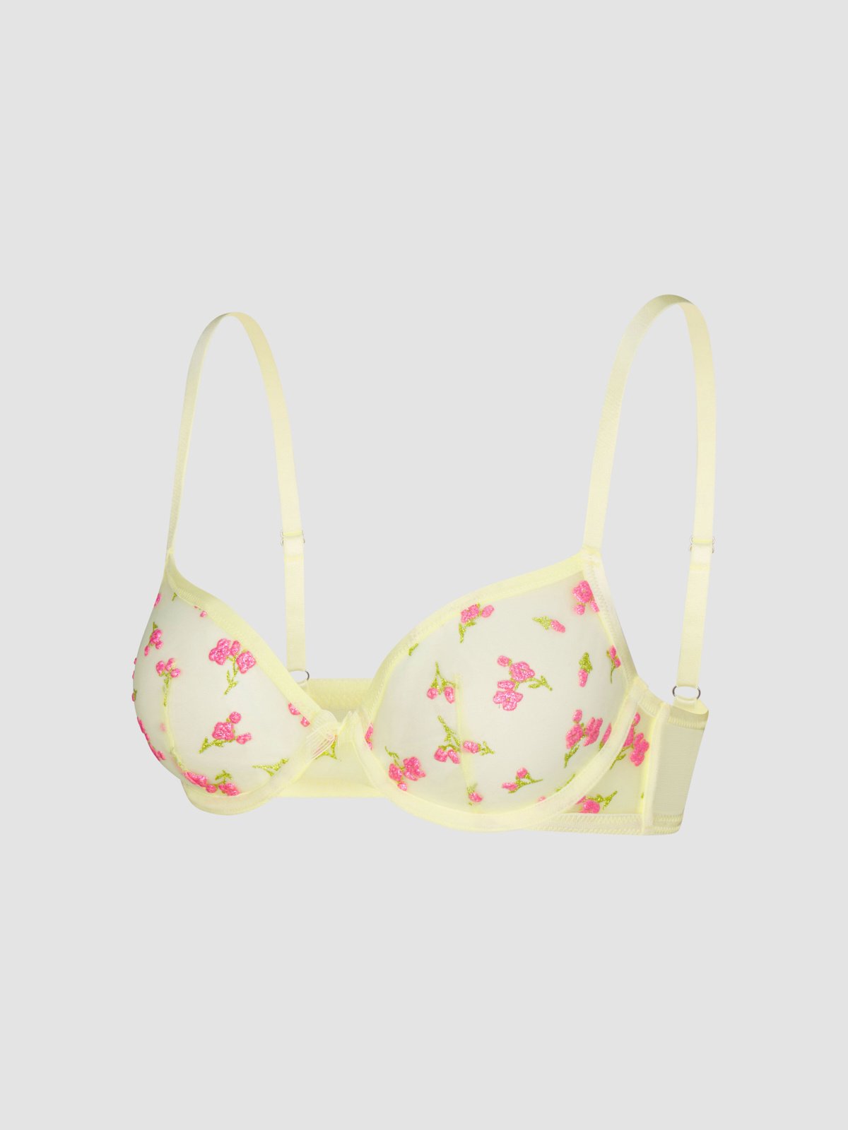 Puff Flowers Unlined Demi Bra