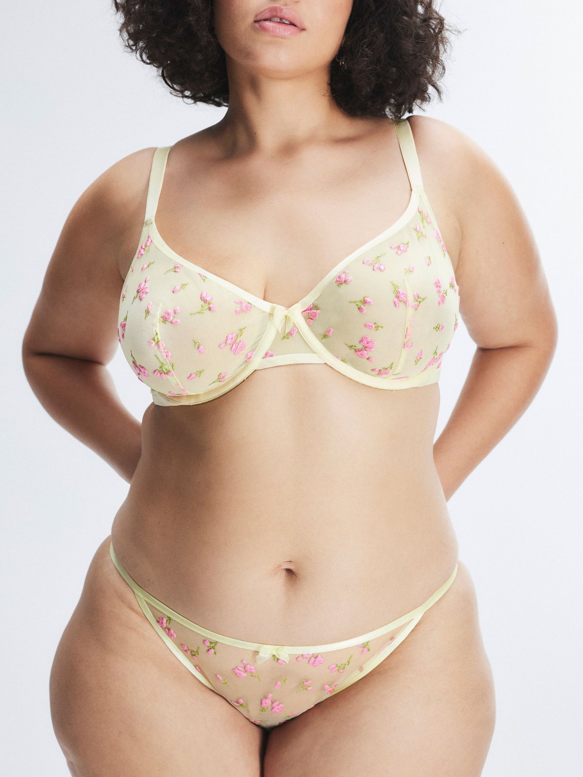 Puff Flowers Unlined Demi Bra