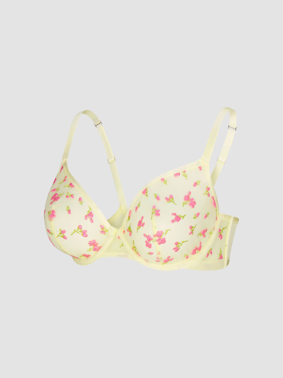 Puff Flowers Unlined Demi Bra