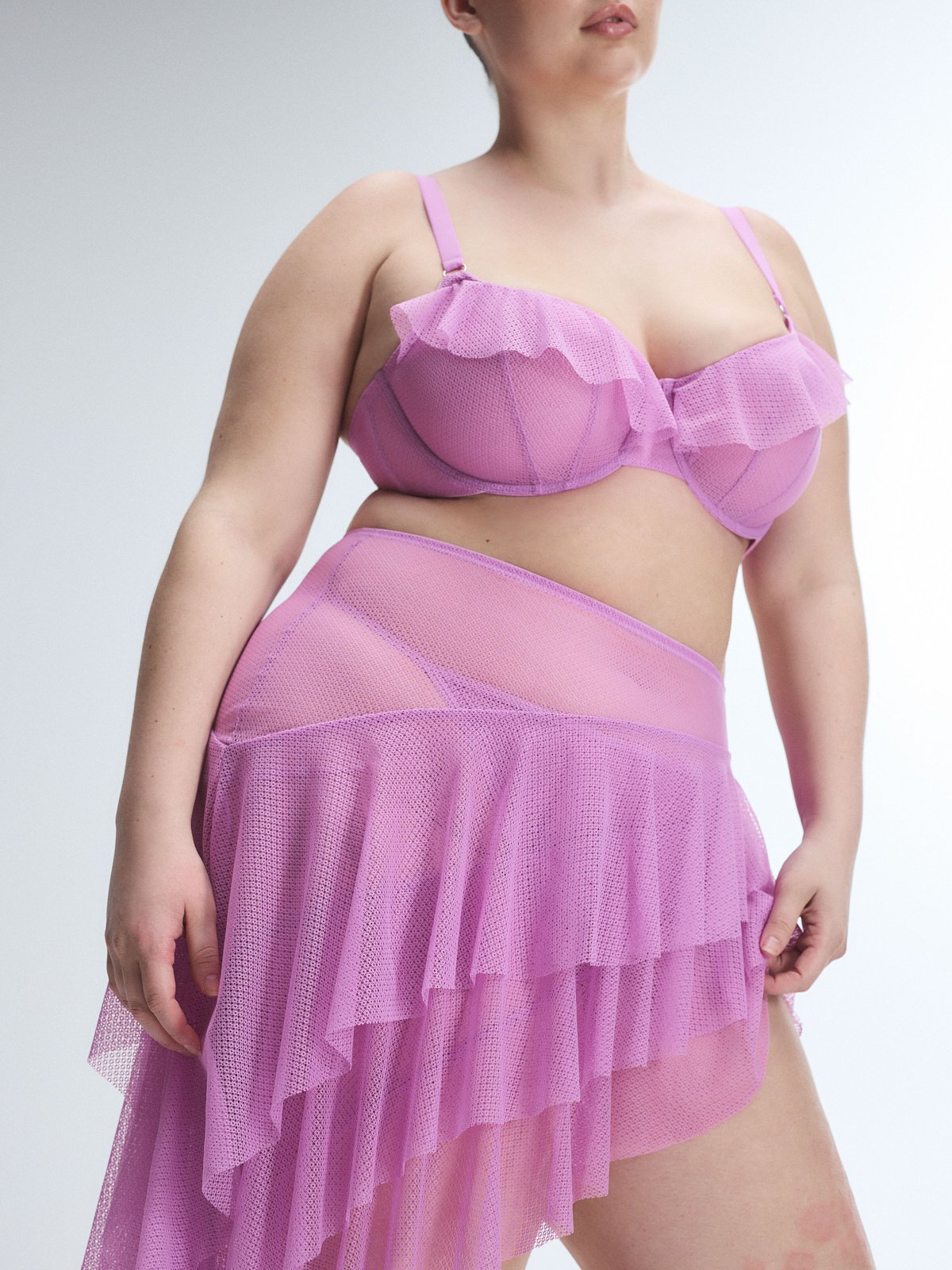For The Frills Unlined Balconette Bra in Purple | SAVAGE X FENTY