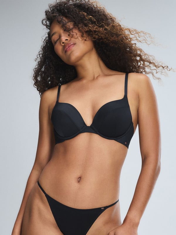 Slipper Satin Push-Up Plunge Bra