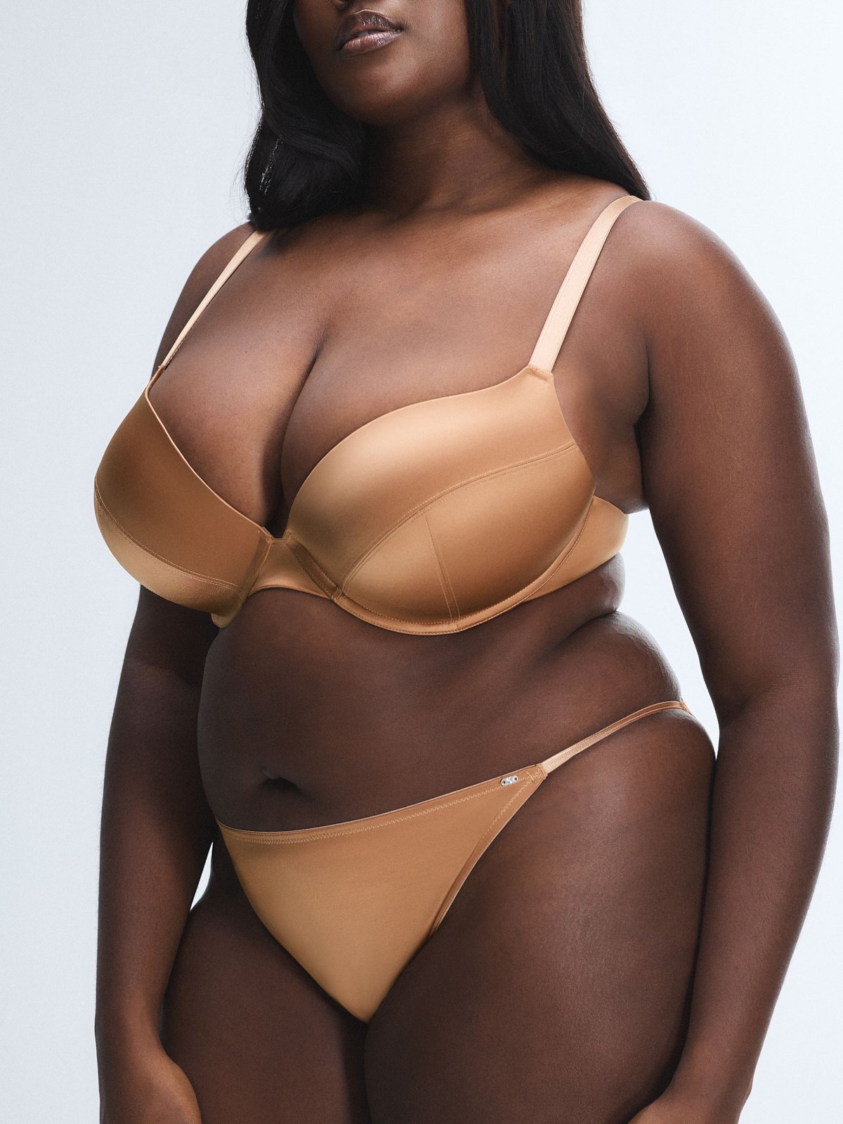 Slipper Satin Push-Up Plunge Bra in Brown | SAVAGE X FENTY
