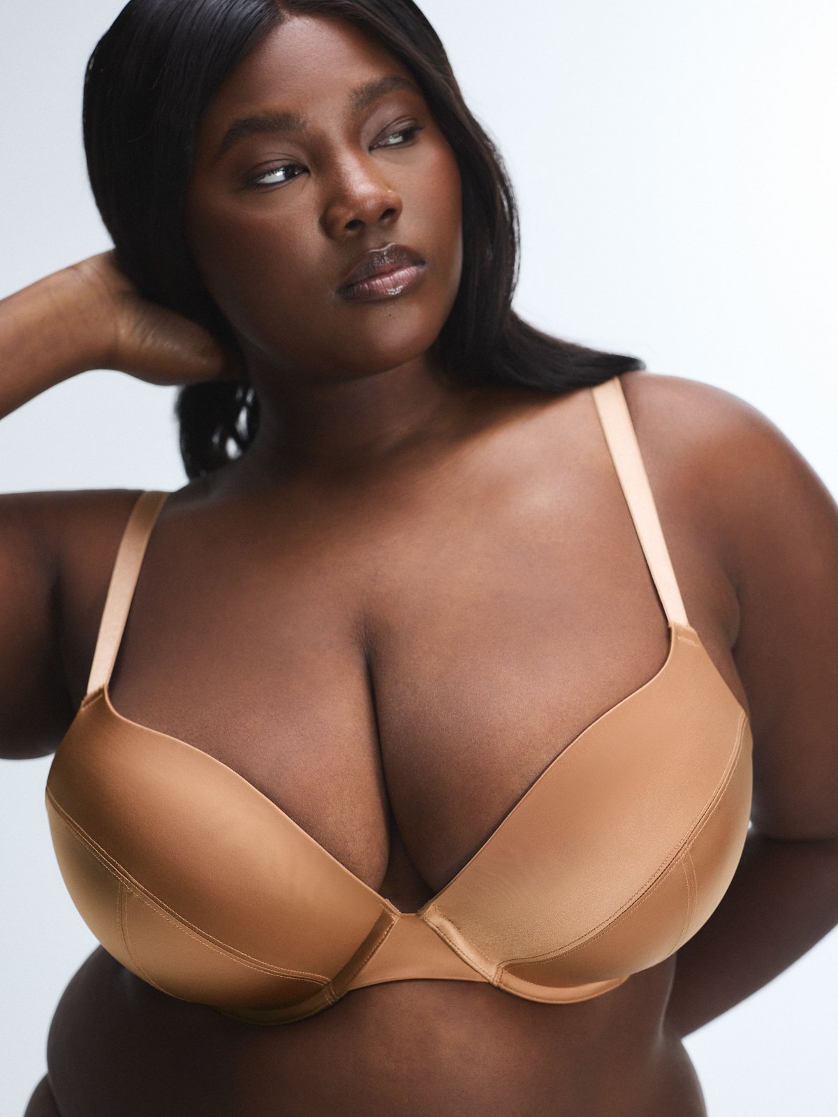Slipper Satin Push-Up Plunge Bra in Brown | SAVAGE X FENTY