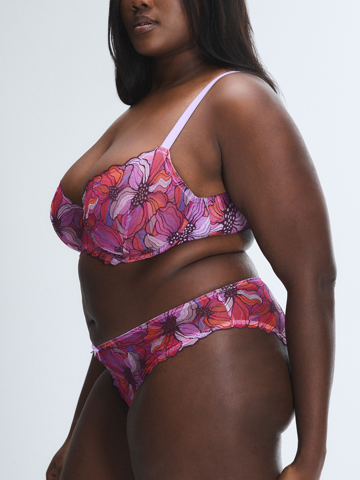 Mosaic Floral Lace Unlined Demi Bra