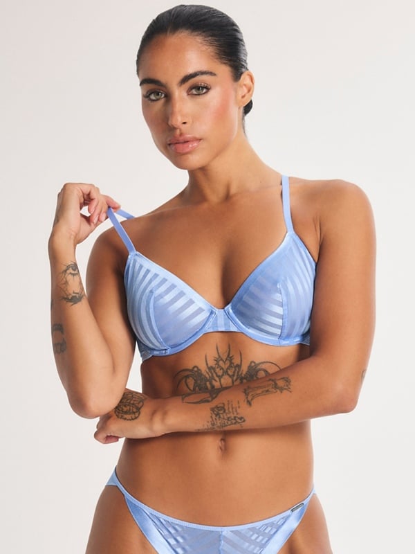 Show N' Tell Stripe Unlined Demi Bra