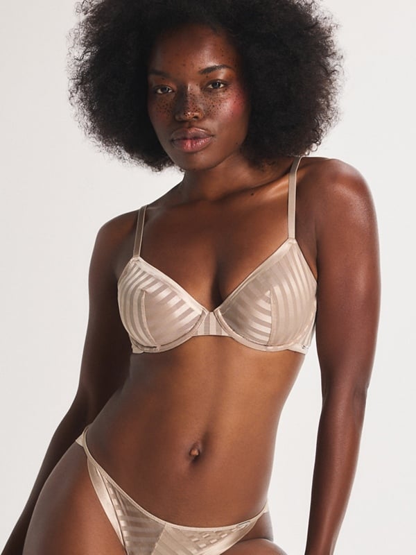 Show N' Tell Stripe Unlined Demi Bra