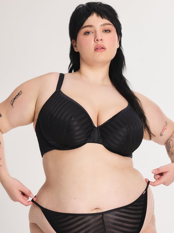 Show N' Tell Stripe Unlined Demi Bra