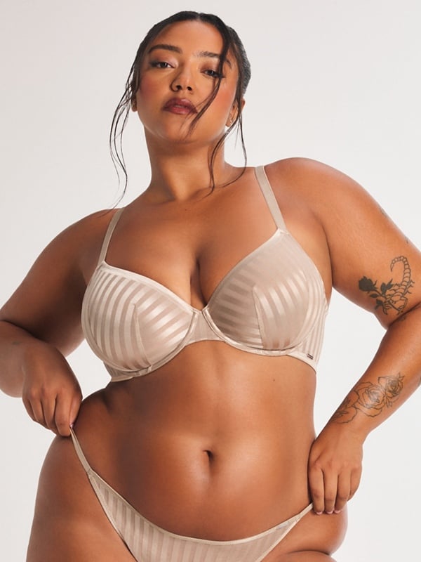 Show N' Tell Stripe Unlined Demi Bra