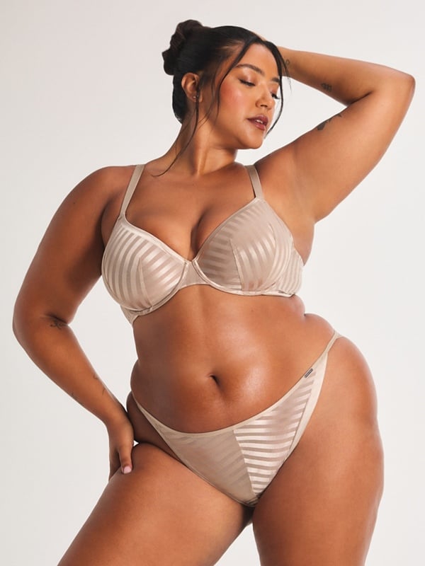 Show N' Tell Stripe Unlined Demi Bra