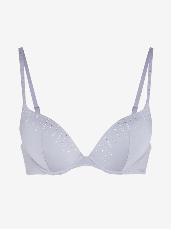 Microfiber Rhinestone Push-Up Plunge Bra