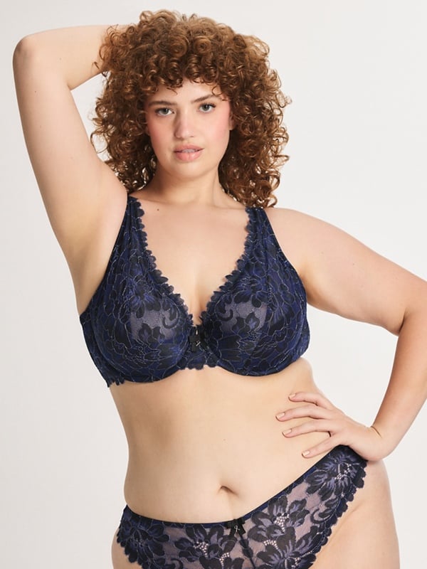 Floral Corded Lace Shimmer Push-Up Demi Bra