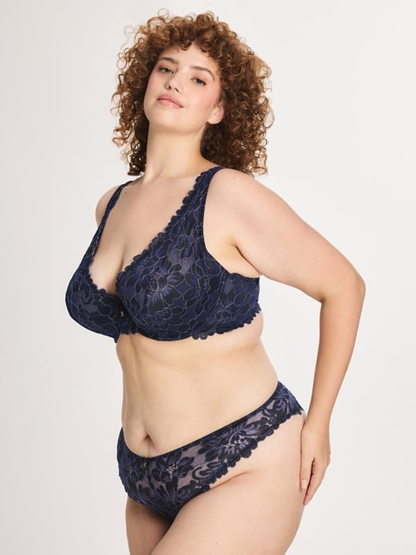 Floral Corded Lace Shimmer Push-Up Demi Bra