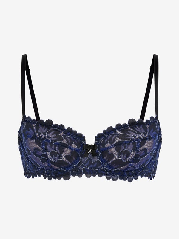 Floral Corded Lace Shimmer Unlined Balconette Bra