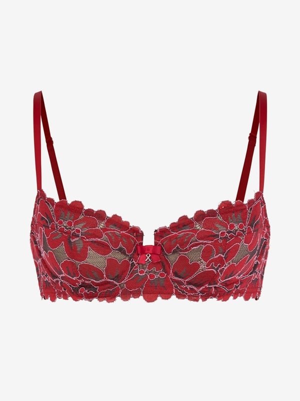 Floral Corded Lace Unlined Balconette Bra