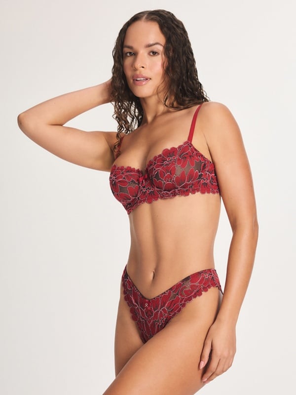 Floral Corded Lace Unlined Balconette Bra