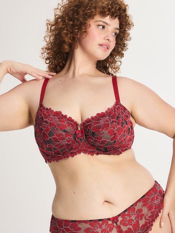 Floral Corded Lace Unlined Balconette Bra
