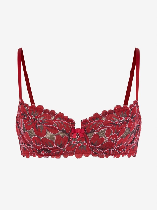 Floral Corded Lace Unlined Balconette Bra