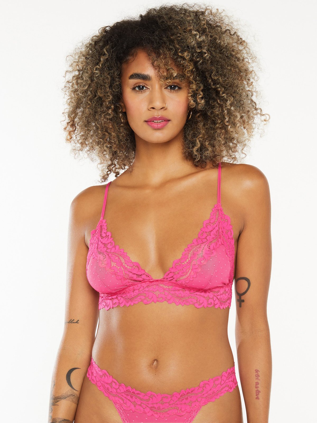 Dotted Mesh Bralette in Pink
