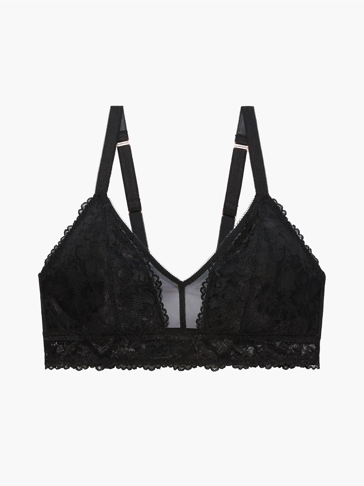 Floral Lace and Mesh Bralette in Black