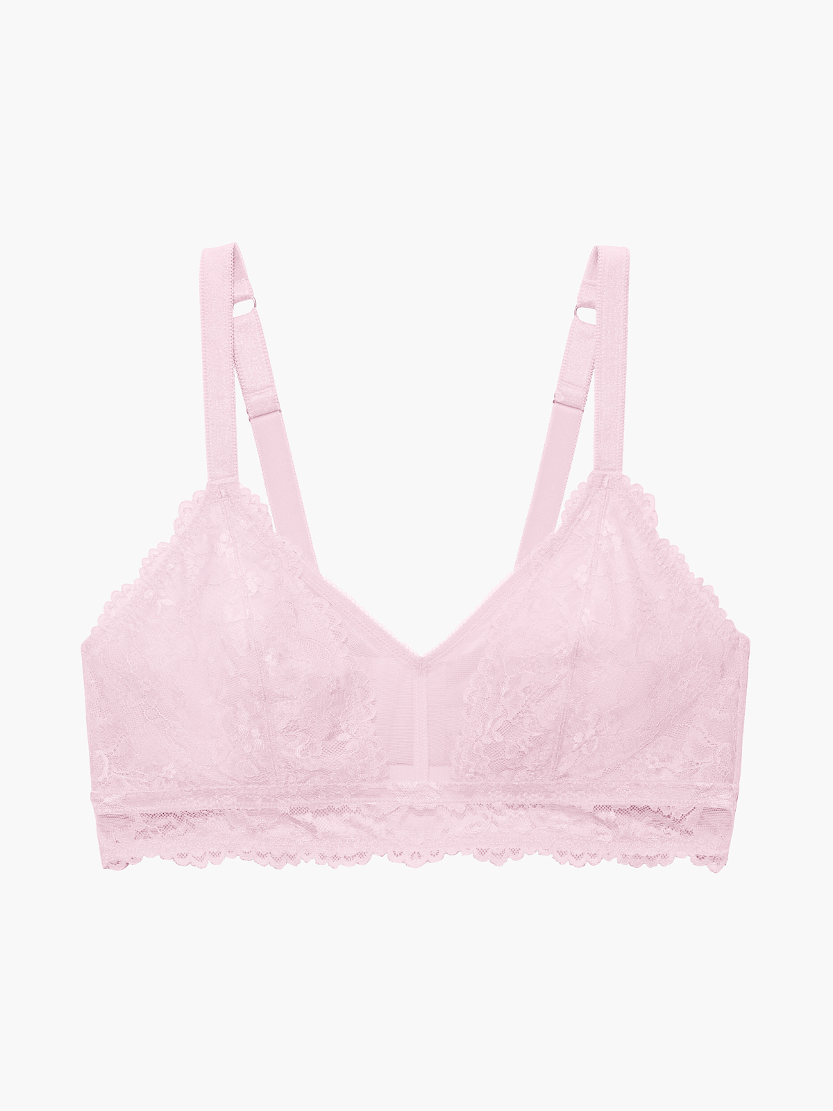 Floral Lace And Mesh Bralette in Pink