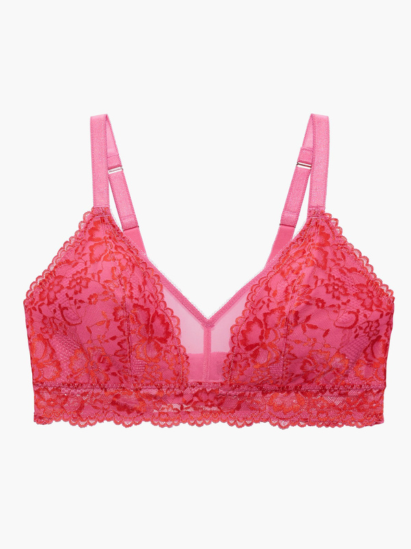 Floral Lace And Mesh Bralette in Multi & Pink SAVAGE X FENTY
