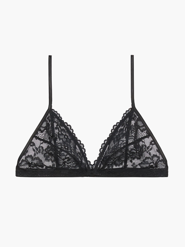 Floral Lace Triangle Bralette in Black 