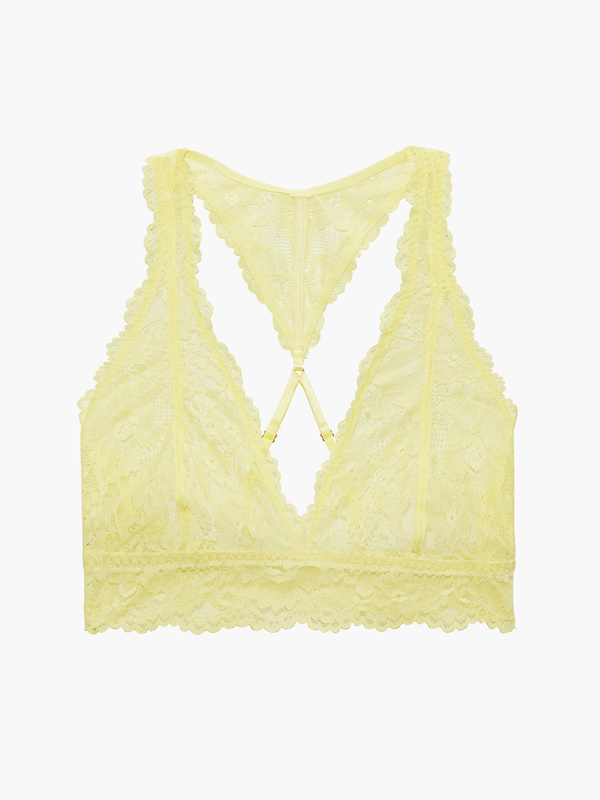 Floral Lace Racerback Bralette in Yellow | SAVAGE X FENTY