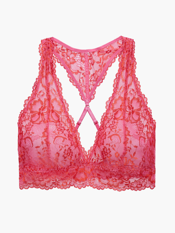Floral Lace Racerback Bralette in Multi & Pink | SAVAGE X FENTY