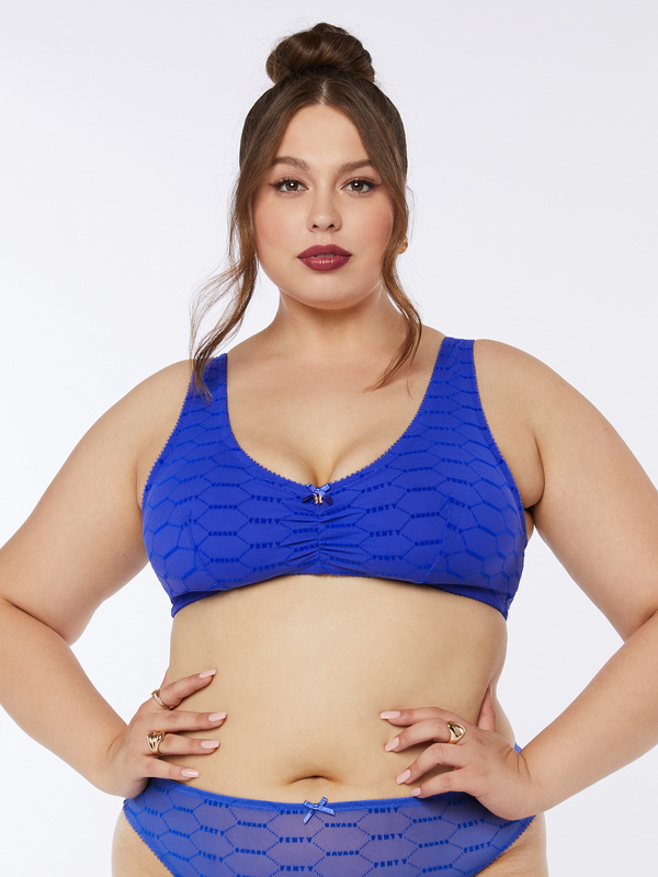 Flocked Logo Bralette In Blue Savage X Fenty