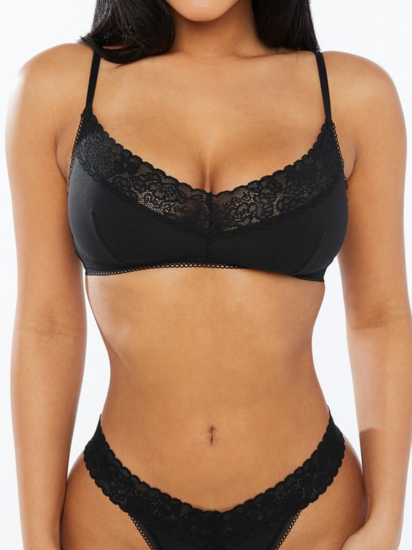 Cotton Essentials Lace-Trim Bralette