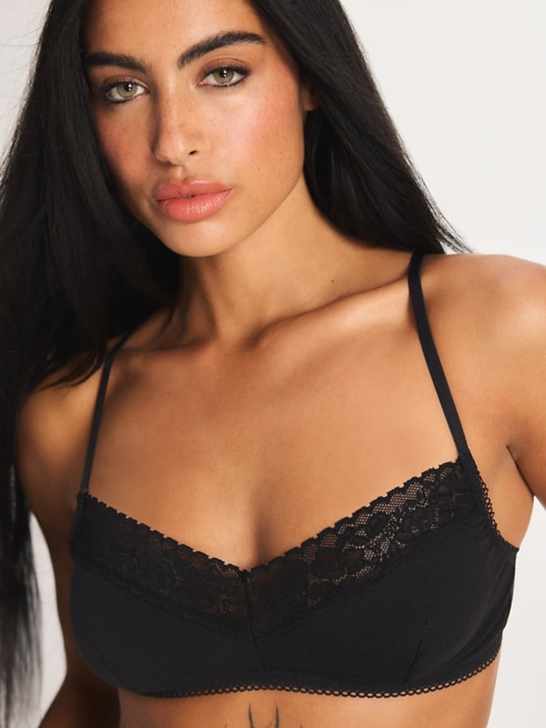 Cotton Essentials Lace-Trim Bralette